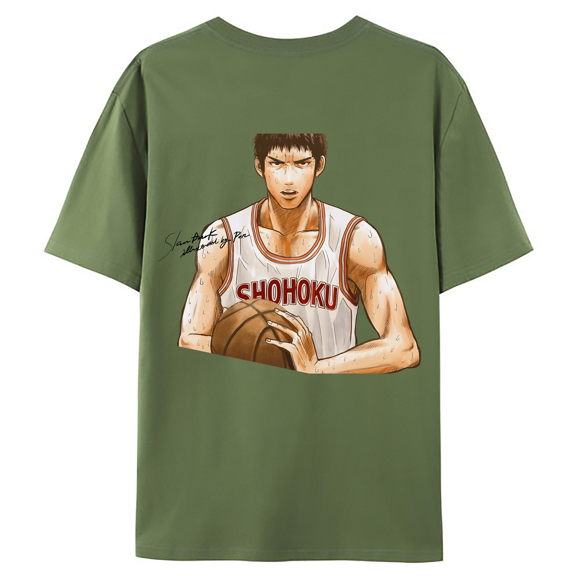 （画像用） SLAM DUNK／スラムダンク 綿100％ メンズ半袖Tシャツ（バックプリント） 通気性